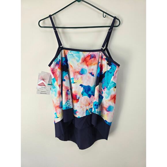 Maxine Of Hollywood Swim Top 16 Womens Plus Size Padded Multicolor NWT - Picture 5 of 5